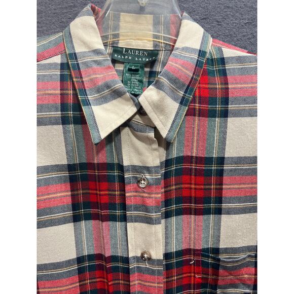 Lauren Ralph Lauren Womens Bullion Checked Plaid Twill 100% Rayon Shirt Size L - Picture 5 of 9